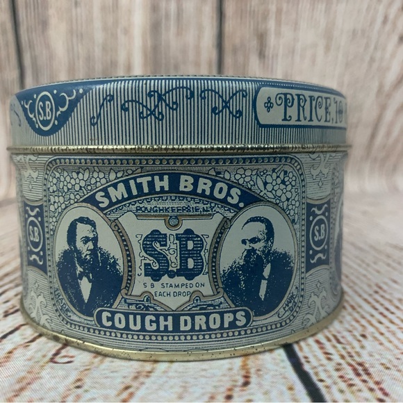 Vintage Smith Bros. Cough Drops Tin Can circle air tight - Picture 2 of 10